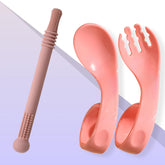 BPA Free Baby Feeding Essentials Baby Self Feeding Spoons Baby Teether (CurvedCoral)