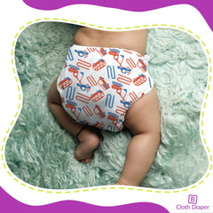 Reusable Baby Cloth Diaper with Adjustable Snap Buttons and Insert (1 Diaper & 2 Pcs Insert)