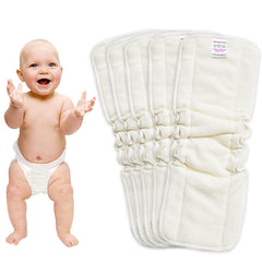 Bembika 5 Layer Bamboo Terry Inserts with Gussets Liners Natures Cloth Diaper Liner, Wetfree Reusable Washable Cotton Diaper Nappy Inserts for Baby Cloth Diapers (Set of 5)