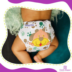 Reusable Baby Cloth Diaper with Adjustable Snap Buttons and Insert (1 Diaper & 2 Pcs Insert)
