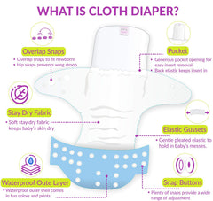 Washable & Reusable Baby Cloth Diaper With Adjustable Size Button (Set of 4)