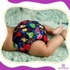 Reusable Baby Cloth Diaper with Adjustable Snap Buttons and Insert (Set of 1)