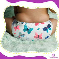 Reusable Baby Cloth Diaper with Adjustable Snap Buttons and Insert (Set of 1)