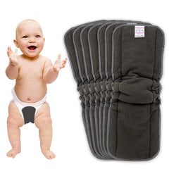 Bembika 5 Layer Bamboo Charcoal Inserts with Gussets Liners Natures Cloth Diaper Liner, Wetfree Reusable Washable Cotton Diaper Nappy Inserts for Baby Cloth Diapers (Set of 7)