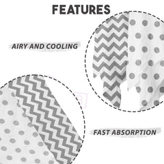 Bamboo Muslin Swaddle Wrap/Blanket for Baby 120X110 (Grey Polka & Zigzag)