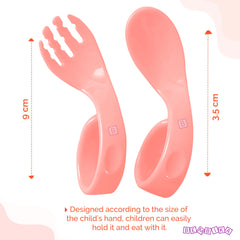 Baby Spoon and fork Set for Baby Feeding (CurvedCoral)