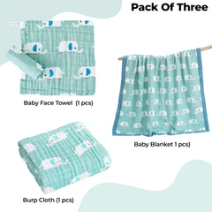 Baby Swaddle Blanket and Burp Cloth for Infants (Green)