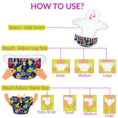 Washable & Reusable Baby Cloth Diaper With Adjustable Size Button (Set of 2)