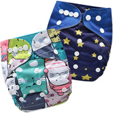 Washable & Reusable Baby Cloth Diaper With Adjustable Size Button (Set of 2)