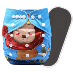 Reusable Baby Cloth Diaper with Adjustable Snap Buttons and Insert (Set of 1)
