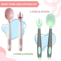 Baby Spoon and fork Set for Baby Feeding (Skyblue)