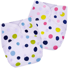 Washable & Reusable Baby Cloth Diaper With Adjustable Size Button (Set of 2)
