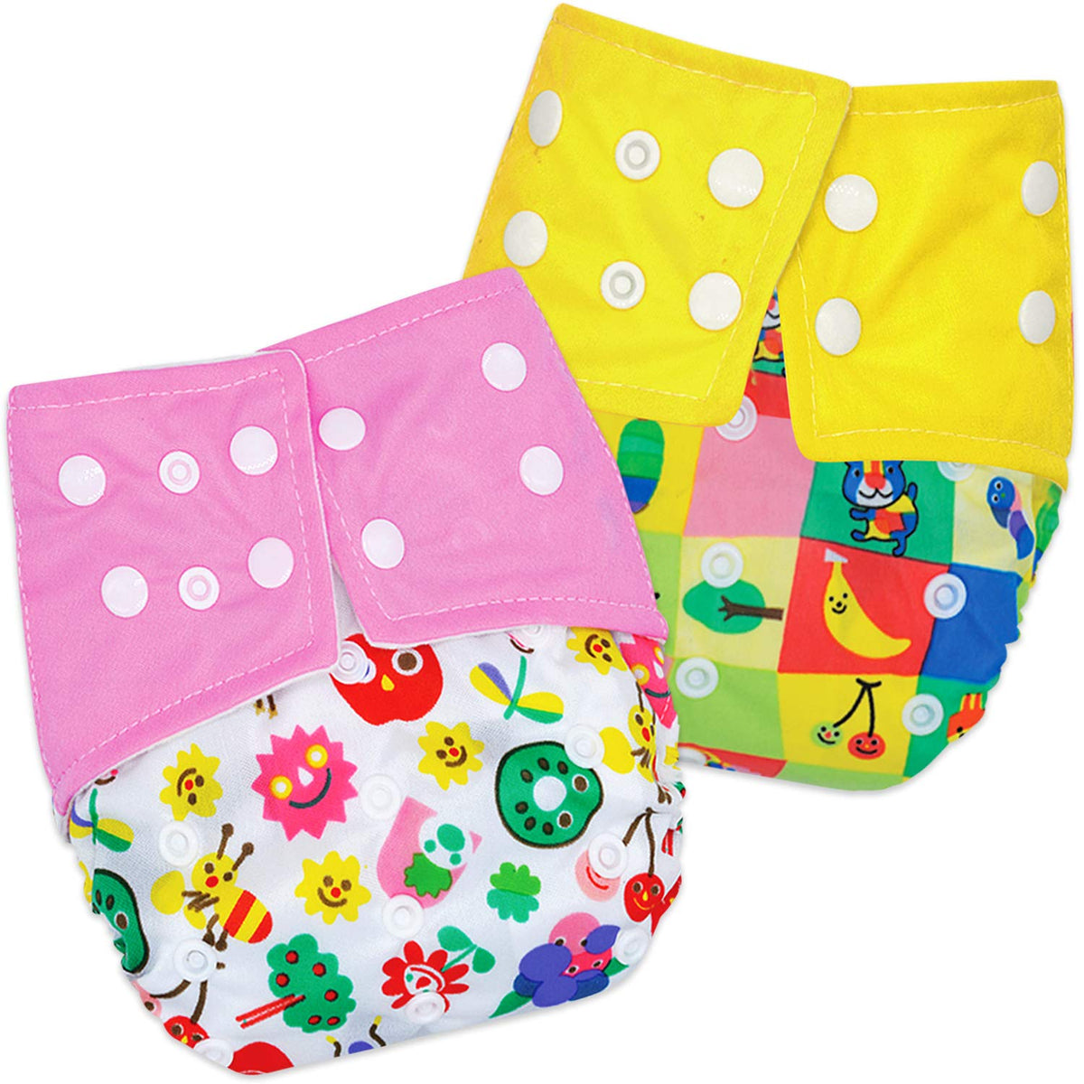 Washable & Reusable Baby Cloth Diaper With Adjustable Size Button (Set of 2)