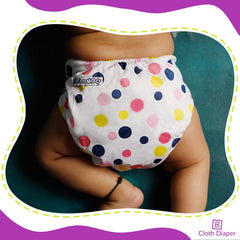 Reusable Baby Cloth Diaper with Adjustable Snap Buttons and Insert (1 Diaper & 2 Pcs Insert)