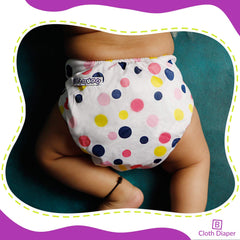 Reusable Baby Cloth Diaper with Adjustable Snap Buttons and Inserts (Set of 2)