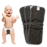 Bembika 5 Layer Bamboo Charcoal Inserts with Gussets Liners Natures Cloth Diaper Liner, Wetfree Reusable Washable Cotton Diaper Nappy Inserts for Baby Cloth Diapers (Set of 3)