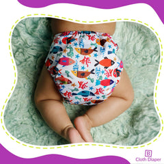 Reusable Baby Cloth Diaper with Adjustable Snap Buttons and Insert (Set of 1)