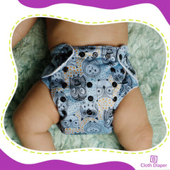 Reusable Baby Cloth Diaper with Adjustable Snap Buttons and Inserts (Set of 2)