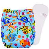Reusable Baby Cloth Diaper with Adjustable Snap Buttons and Insert (Set of 1)