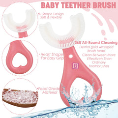 BPA Free Silicone Teething Toy for Baby (Small Pink)