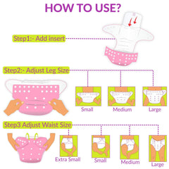 Washable & Reusable Baby Cloth Diaper With Adjustable Size Button (Set of 2)