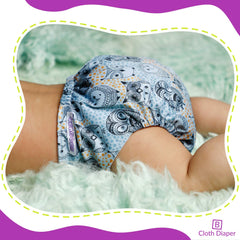 Washable & Reusable Baby Cloth Diaper With Adjustable Size Button (Set of 3)