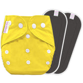 Reusable Baby Cloth Diaper with Adjustable Snap Buttons and Insert (1 Diaper & 2 Pcs Insert)