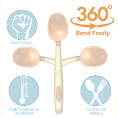 BPA Free Baby Feeding Essentials Baby Self Feeding Spoons Baby Teether (Skyblue)