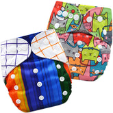 Washable & Reusable Baby Cloth Diaper With Adjustable Size Button (Set of 2)