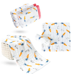 Baby Swaddle Blanket and Burp Cloth for Infants (Orange)
