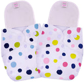 Reusable Baby Cloth Diaper with Adjustable Snap Buttons and Inserts (Set of 2)