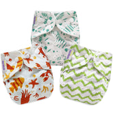 Washable & Reusable Baby Cloth Diaper With Adjustable Size Button (Set of 3)