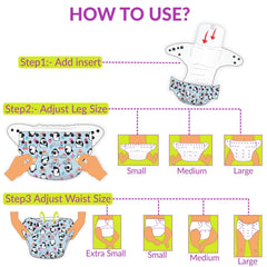 Washable & Reusable Baby Cloth Diaper With Adjustable Size Button (Set of 2)