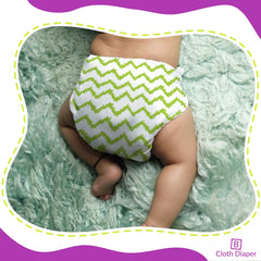 Reusable Baby Cloth Diaper with Adjustable Snap Buttons and Insert (1 Diaper & 2 Pcs Insert)