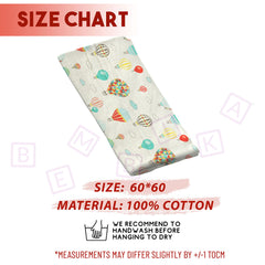 Muslin Baby Burp Cloths 60 X 60cm Blanket for Newborn (New Hot Air Balloon Design 60*60cm)