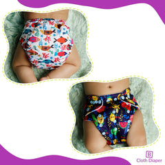 Washable & Reusable Baby Cloth Diaper With Adjustable Size Button (Set of 2)