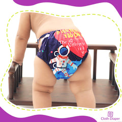 Reusable Baby Cloth Diaper with Adjustable Snap Buttons and Inserts (Set of 2)