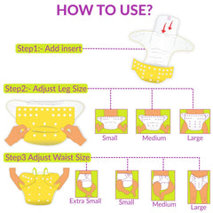 Washable & Reusable Baby Cloth Diaper With Adjustable Size Button (Set of 2)