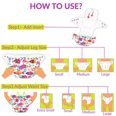 Washable & Reusable Baby Cloth Diaper With Adjustable Size Button (Set of 3)