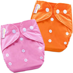 Washable & Reusable Baby Cloth Diaper With Adjustable Size Button (Set of 2)