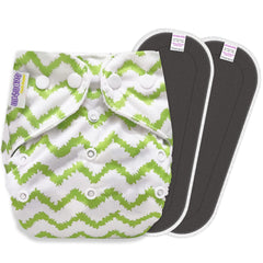 Reusable Baby Cloth Diaper with Adjustable Snap Buttons and Insert (1 Diaper & 2 Pcs Insert)