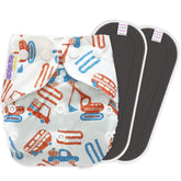 Reusable Baby Cloth Diaper with Adjustable Snap Buttons and Insert (1 Diaper & 2 Pcs Insert)