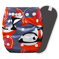 Reusable Baby Cloth Diaper with Adjustable Snap Buttons and Insert (Set of 1)