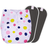 Reusable Baby Cloth Diaper with Adjustable Snap Buttons and Insert (1 Diaper & 2 Pcs Insert)