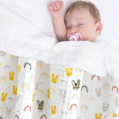 Baby Swaddle Blanket and Burp Cloth for Infants (Yellow)