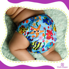 Washable & Reusable Baby Cloth Diaper With Adjustable Size Button (Set of 4)