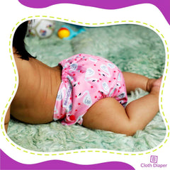 Reusable Baby Cloth Diaper with Adjustable Snap Buttons and Inserts (Set of 3)