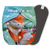 Reusable Baby Cloth Diaper with Adjustable Snap Buttons and Insert (Set of 1)