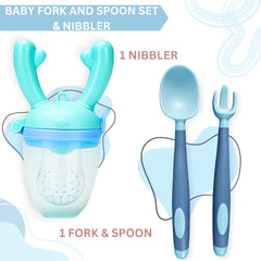 BPA Free Baby Feeding Spoon & Fruit Nibbler Set (Skyblue)