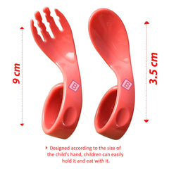 Baby Spoon and fork Set for Baby Feeding (Curved Red)